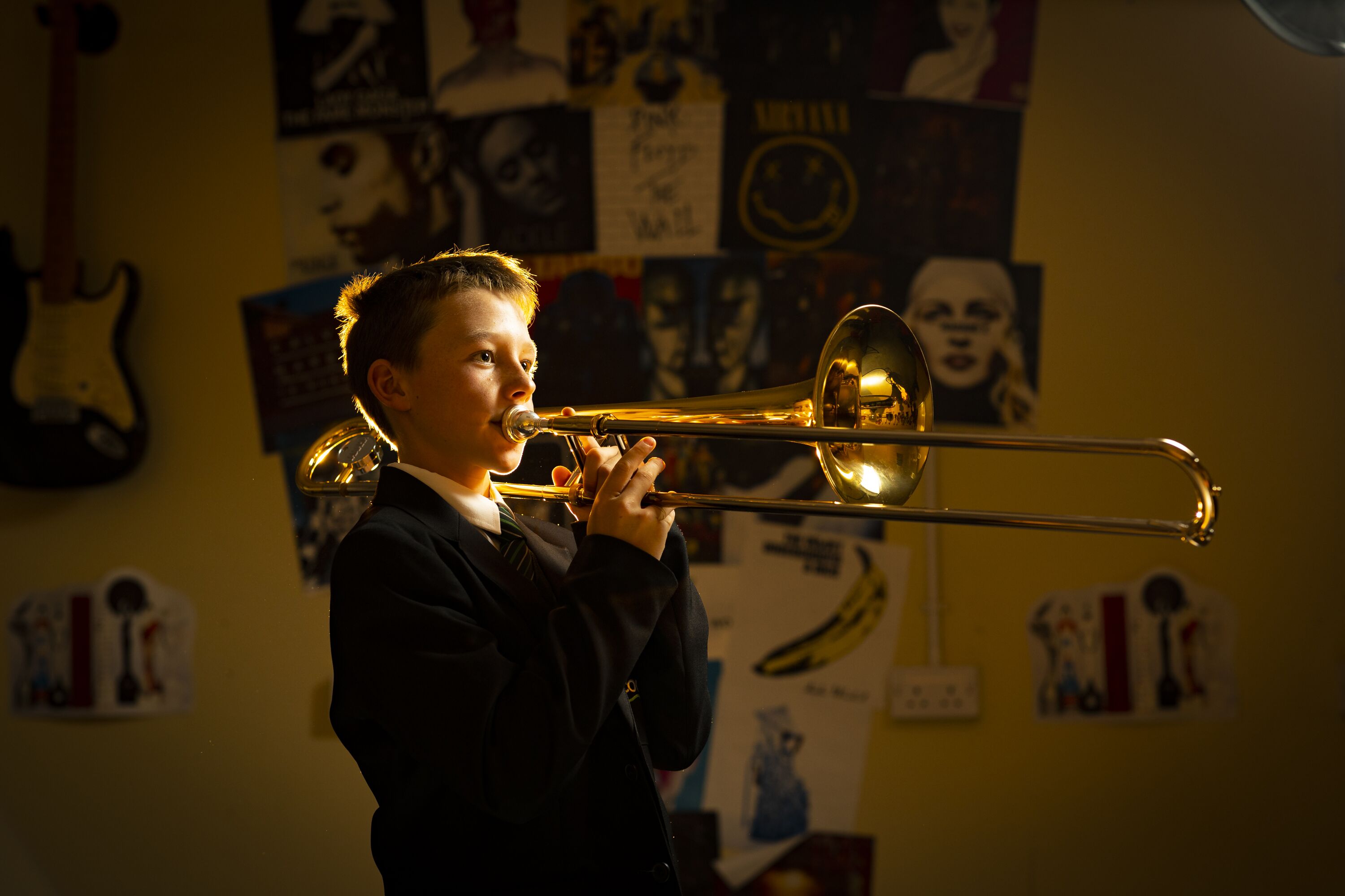 Student playing trumpet